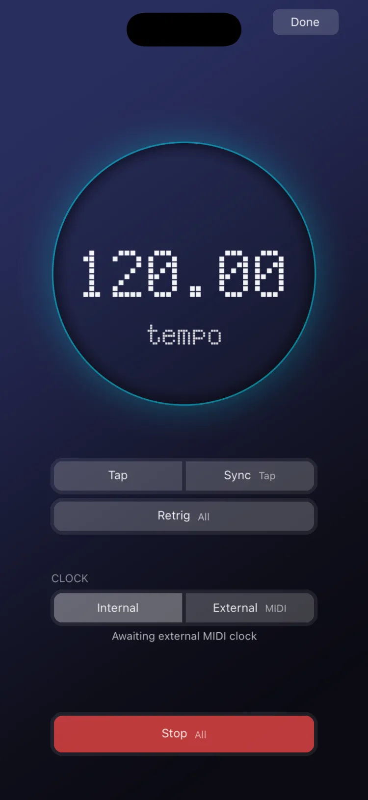 Open the Tempo screen