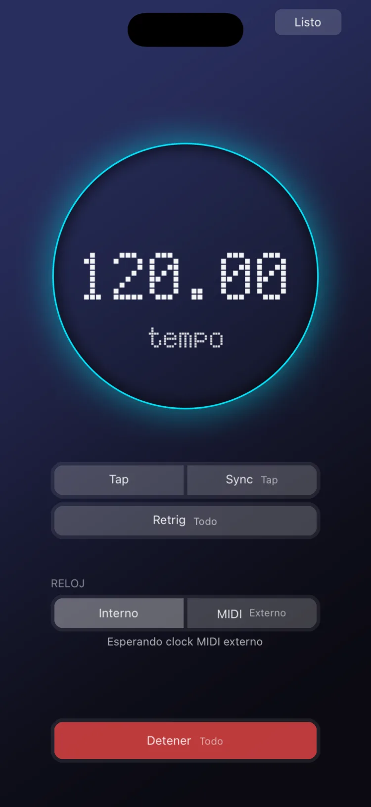 Abrir la pantalla de Tempo