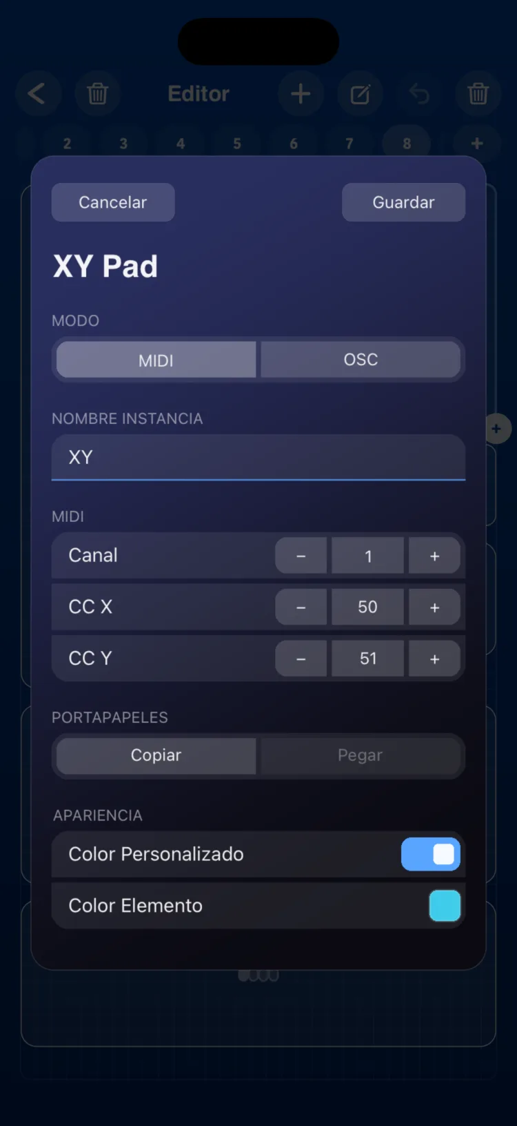 Opciones del inspector
